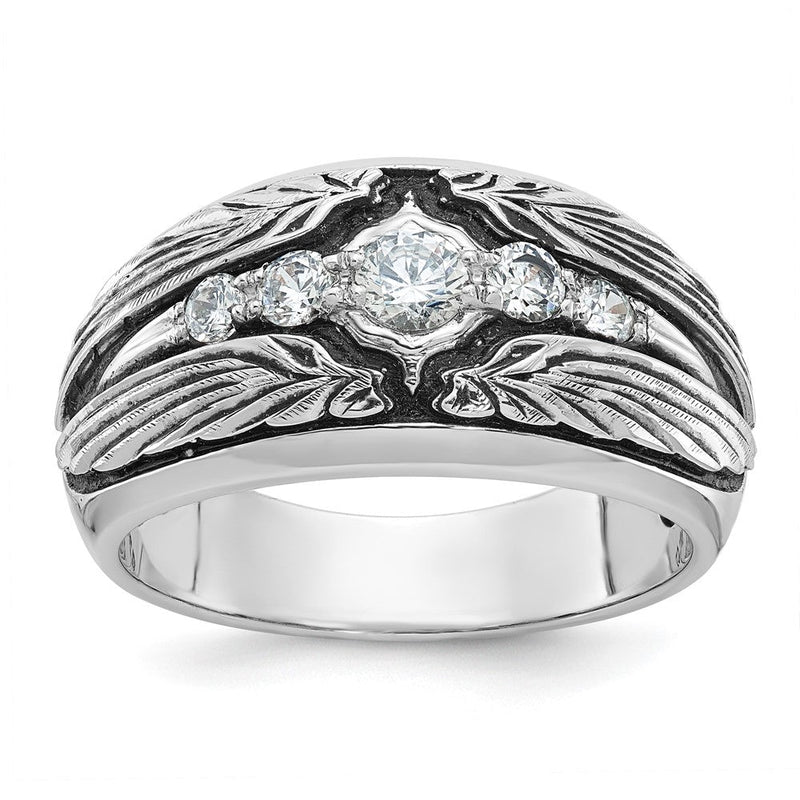 14K Weißgold Ibgoodman mit Schwarz Rhodium Herren Poliert und Strukturiert 5-stone 1/2 Karat Aa Qualität Diamant Ring