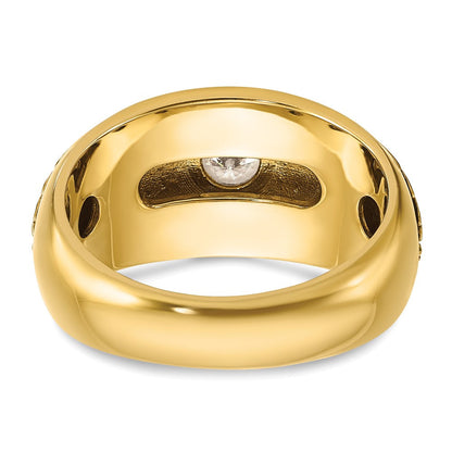 14K Gelbgold Ibgoodman mit Schwarz Rhodium Herren Poliert und Strukturiert Solitär 1/2 Karat Aa Qualität Diamant Ring