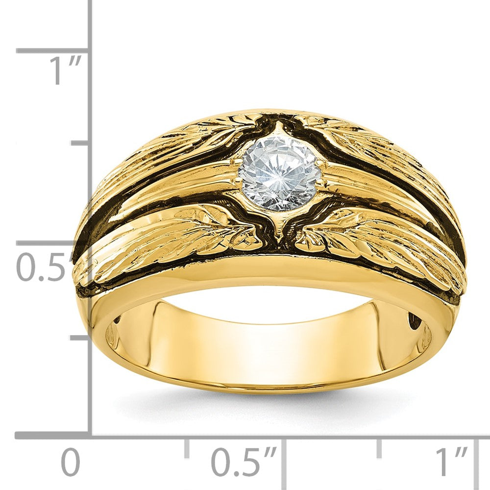 14K Gelbgold Ibgoodman mit Schwarz Rhodium Herren Poliert und Strukturiert Solitär 1/2 Karat Aa Qualität Diamant Ring