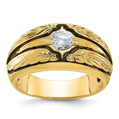 14K Gelbgold Ibgoodman mit Schwarz Rhodium Herren Poliert und Strukturiert Solitär 1/2 Karat Aa Qualität Diamant Ring