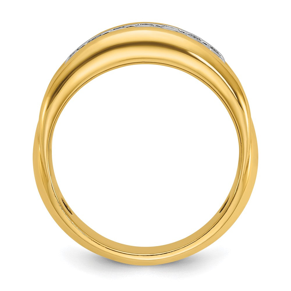 10K Bicolor Ibgoodman Herren Poliert und Gerillt Zargenfassung Set 7-stone 1/2 Karat A Qualität Diamant Ring