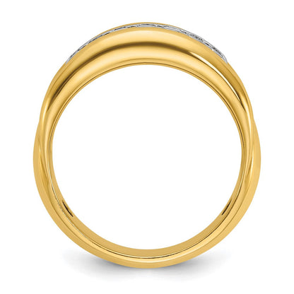 10K Bicolor Ibgoodman Herren Poliert und Gerillt Zargenfassung Set 7-stone 1/2 Karat A Qualität Diamant Ring