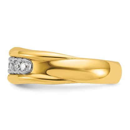 10K Bicolor Ibgoodman Herren Poliert und Gerillt Zargenfassung Set 7-stone 1/2 Karat A Qualität Diamant Ring