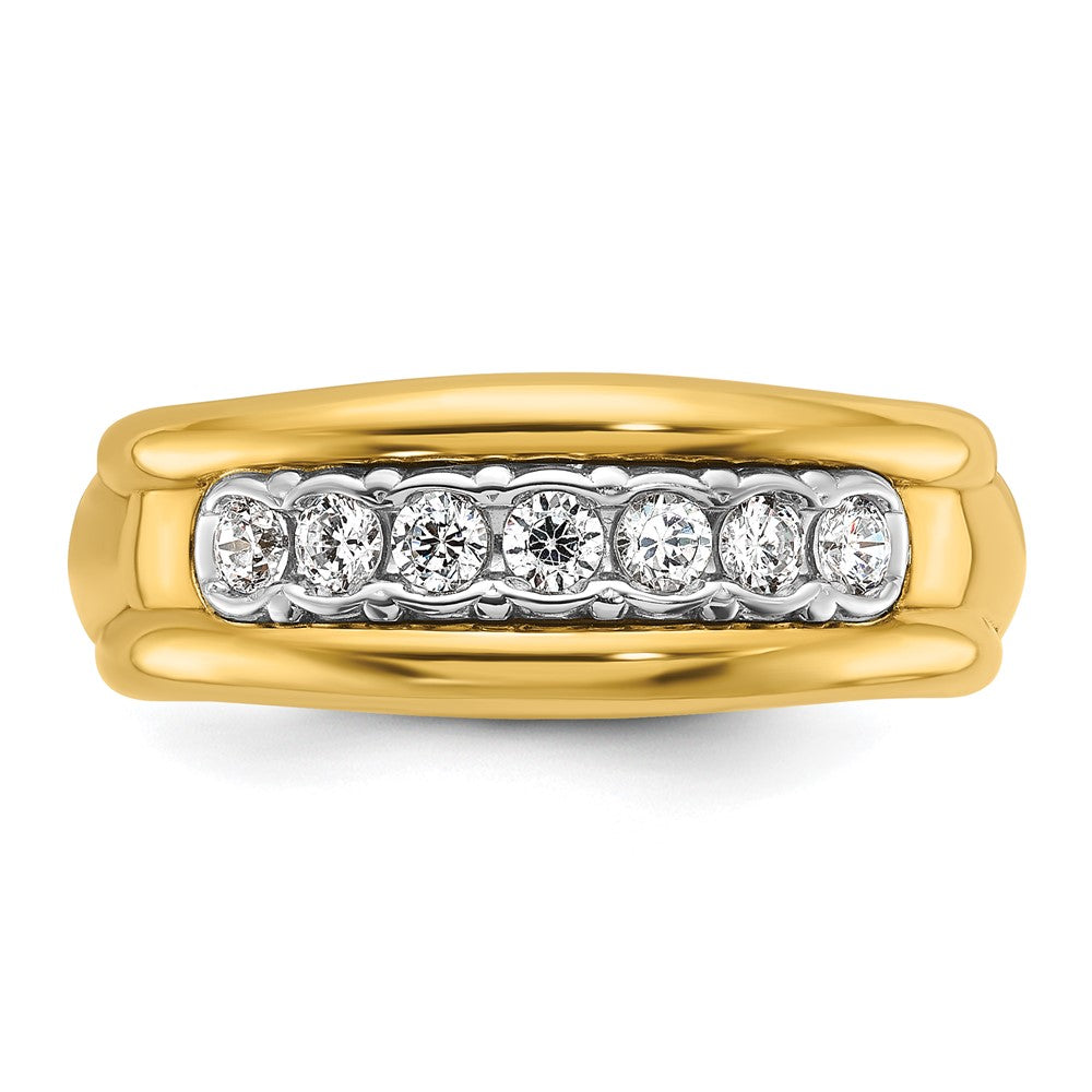 10K Bicolor Ibgoodman Herren Poliert und Gerillt Zargenfassung Set 7-stone 1/2 Karat A Qualität Diamant Ring