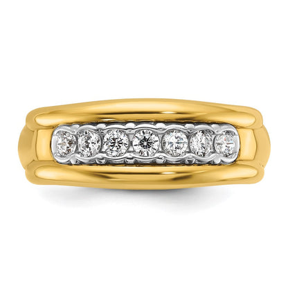 10K Bicolor Ibgoodman Herren Poliert und Gerillt Zargenfassung Set 7-stone 1/2 Karat A Qualität Diamant Ring