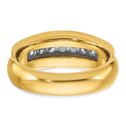 10K Bicolor Ibgoodman Herren Poliert und Gerillt Zargenfassung Set 7-stone 1/2 Karat A Qualität Diamant Ring