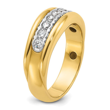 10K Bicolor Ibgoodman Herren Poliert und Gerillt Zargenfassung Set 7-stone 1/2 Karat A Qualität Diamant Ring