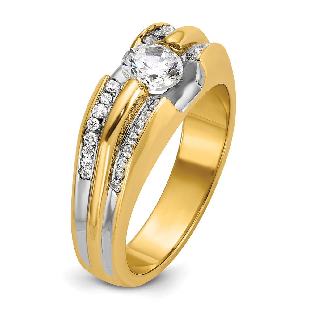 14K Gelbgold Herren-Diamant-Ring mit 0,33K, teilgefasst