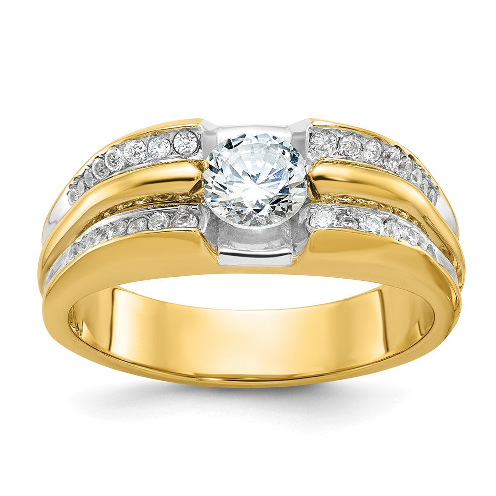 14K Gelbgold Herren-Diamant-Ring mit 0,33K, teilgefasst