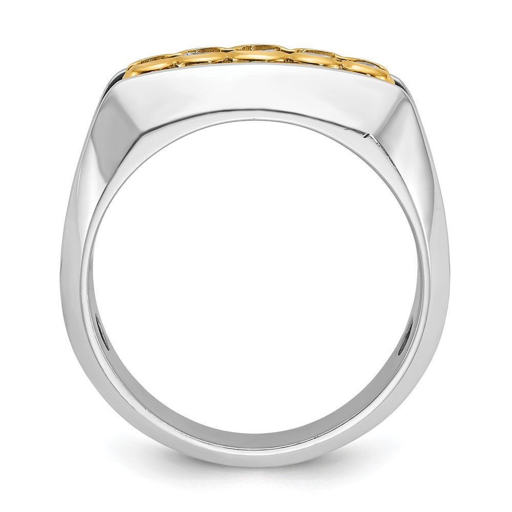 14K Bicolor Gold Herren-Ring mit 0,5K Diamanten, komplett besetzt