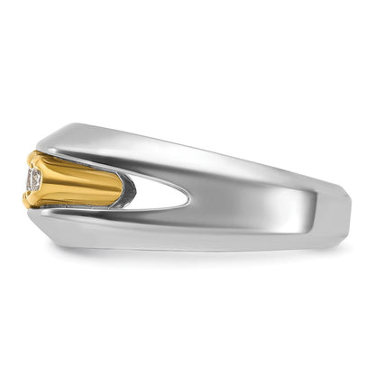 14K Bicolor Gold Herren-Ring mit 0,5K Diamanten, komplett besetzt