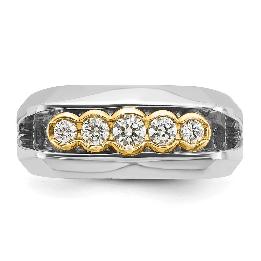 14K Bicolor Gold Herren-Ring mit 0,5K Diamanten, komplett besetzt
