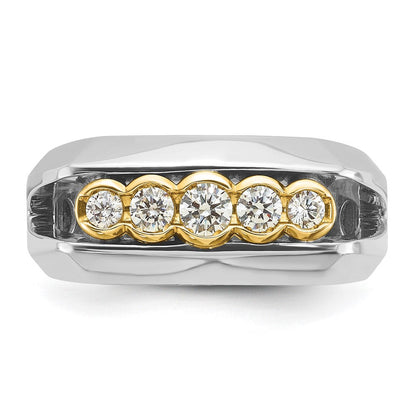 14K Bicolor Gold Herren-Ring mit 0,5K Diamanten, komplett besetzt