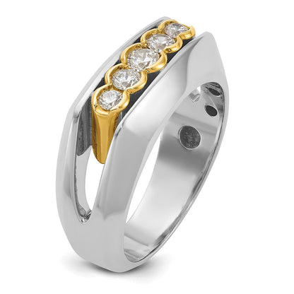 14K Bicolor Gold Herren-Ring mit 0,5K Diamanten, komplett besetzt