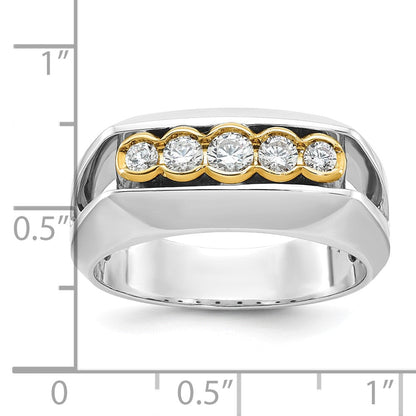 14K Bicolor Gold Herren-Ring mit 0,5K Diamanten, komplett besetzt