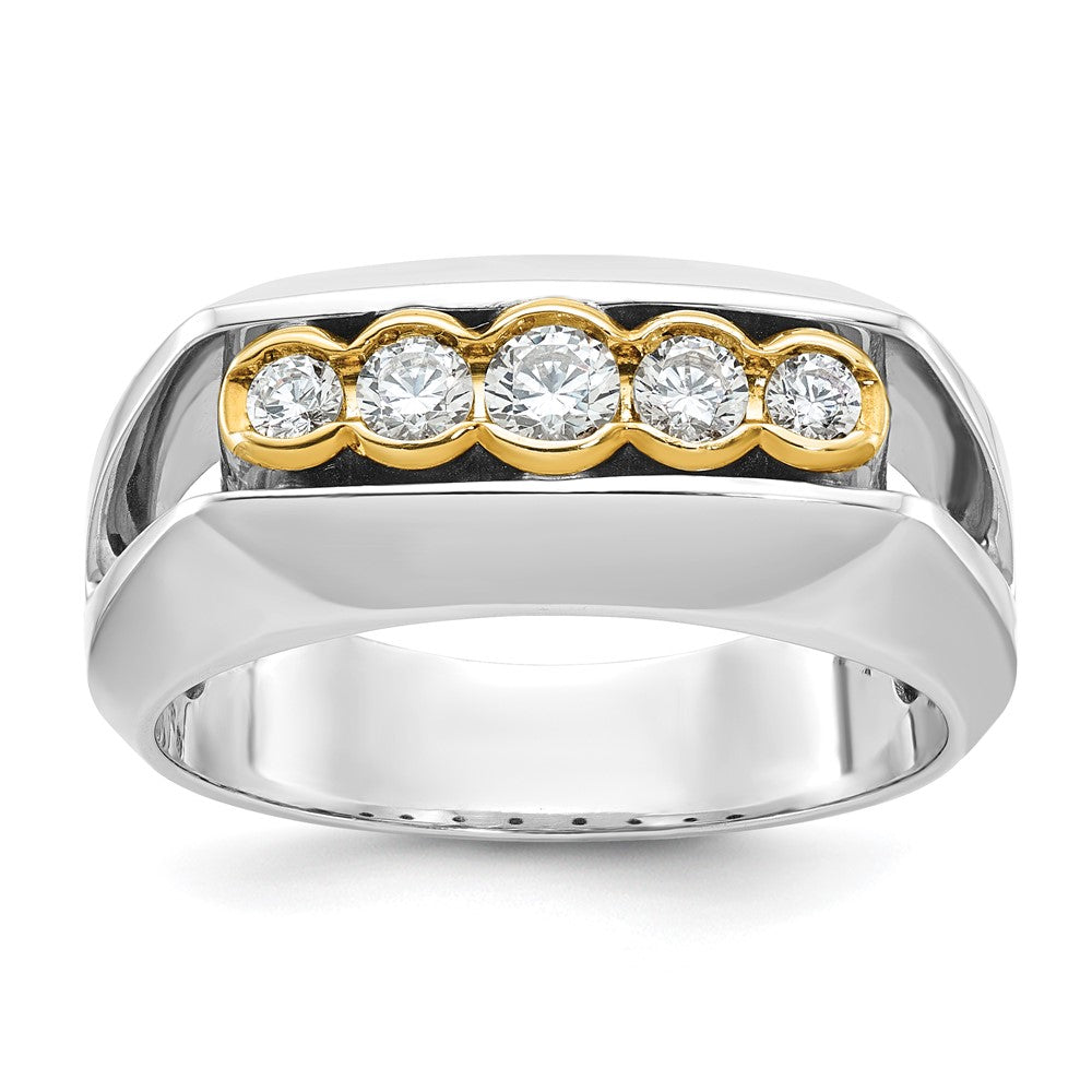 14K Bicolor Gold Herren-Ring mit 0,5K Diamanten, komplett besetzt