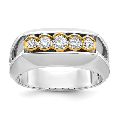 14K Bicolor Gold Herren-Ring mit 0,5K Diamanten, komplett besetzt