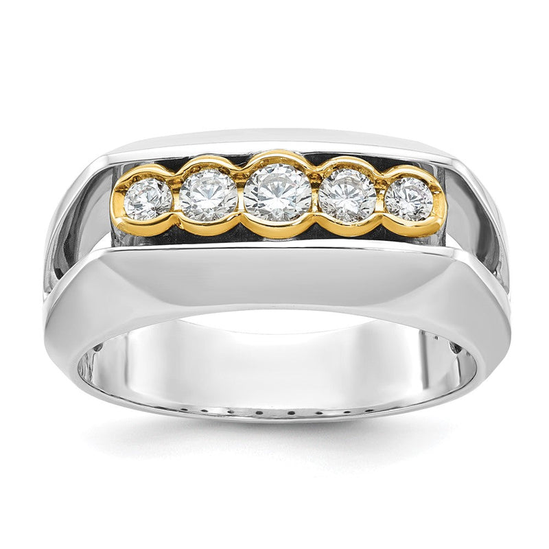 14K Bicolor Gold Herren-Ring mit 0,5K Diamanten, komplett besetzt