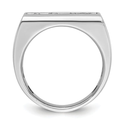 14K Gelbgold Herren-Ring mit quadratischer Oberseite und 1K Diamant, komplett besetzt