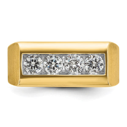 14K Gelbgold Herren-Ring mit quadratischer Oberseite und 1K Diamant, komplett besetzt