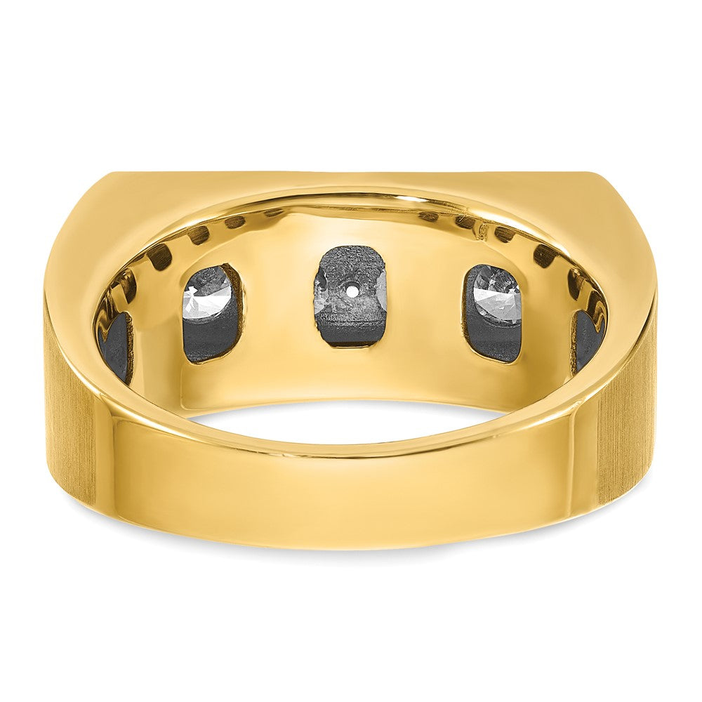 14K Gelbgold Herren-Ring mit quadratischer Oberseite und 1K Diamant, komplett besetzt