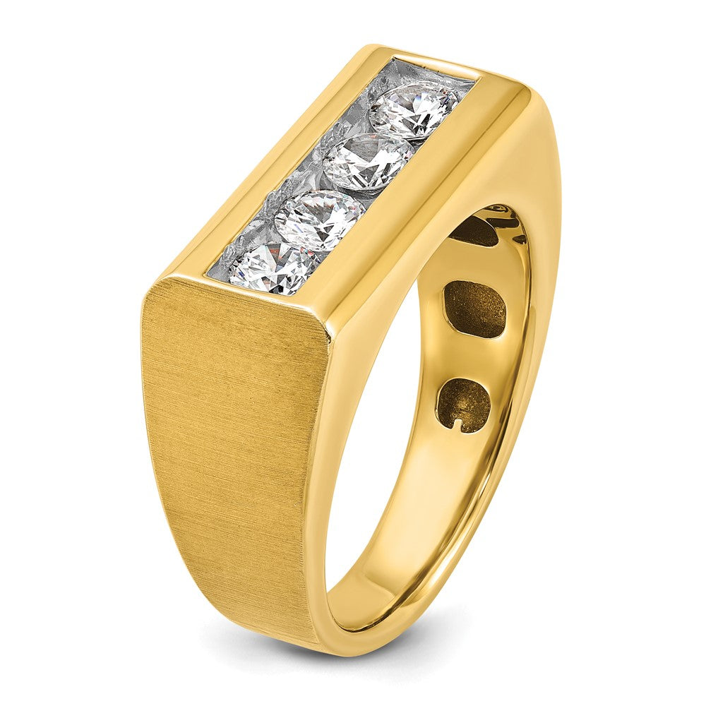 14K Gelbgold Herren-Ring mit quadratischer Oberseite und 1K Diamant, komplett besetzt