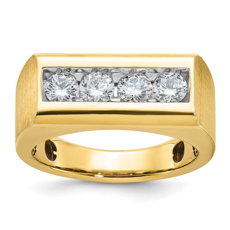 14K Gelbgold Herren-Ring mit quadratischer Oberseite und 1K Diamant, komplett besetzt