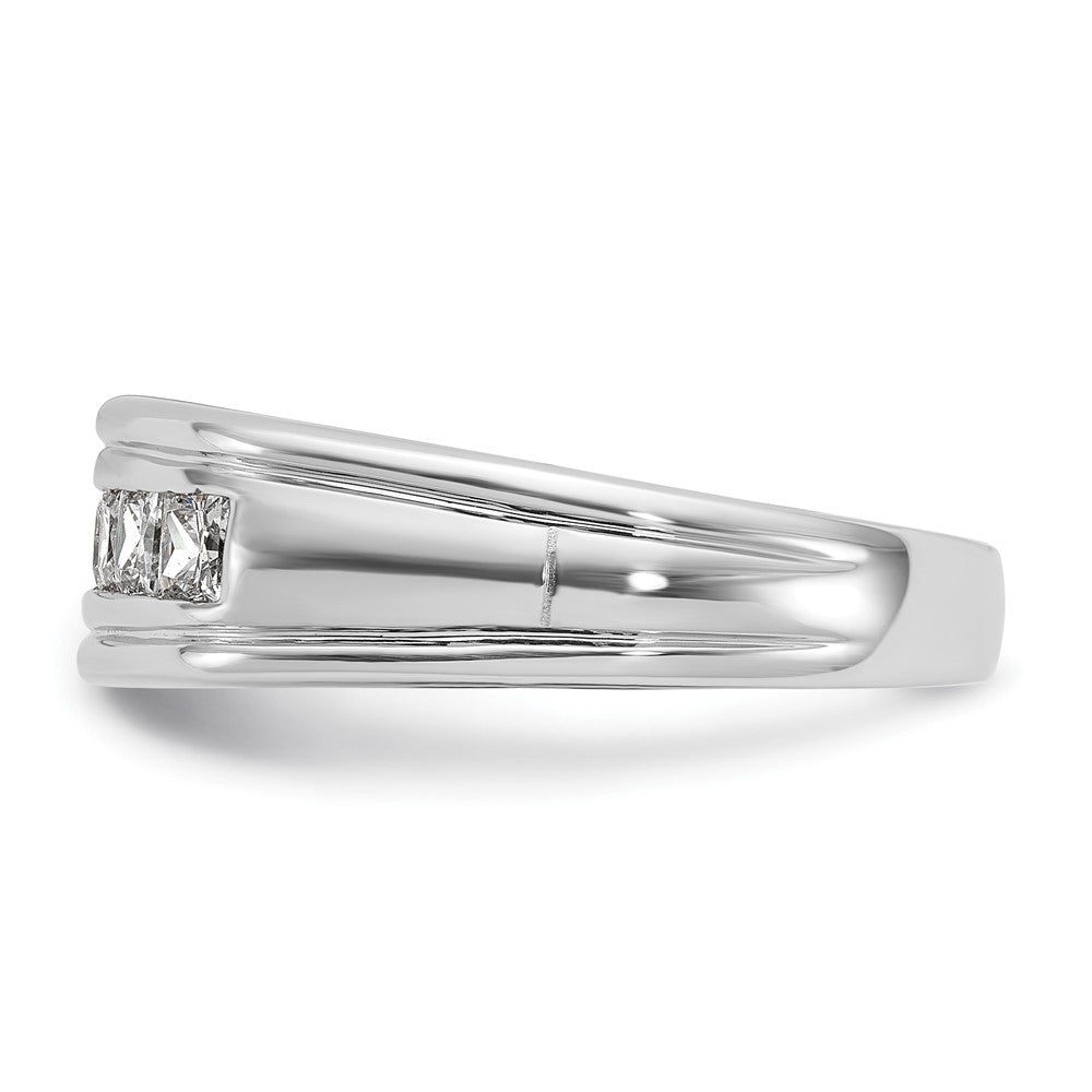 14K Weißgold Herren Ring mit 1K quadratischem Diamant, komplett besetzt