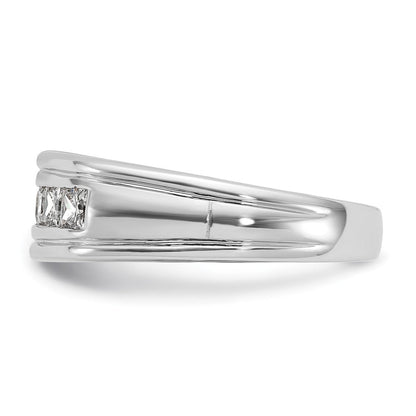 14K Weißgold Herren Ring mit 1K quadratischem Diamant, komplett besetzt