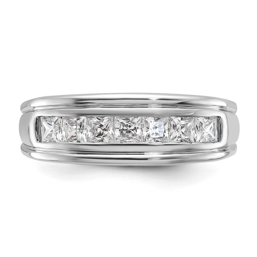 14K Weißgold Herren Ring mit 1K quadratischem Diamant, komplett besetzt
