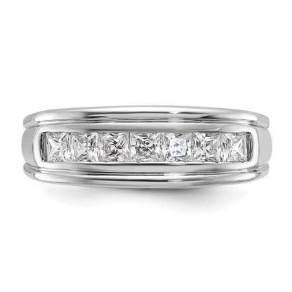 14K Weißgold Herren Ring mit 1K quadratischem Diamant, komplett besetzt