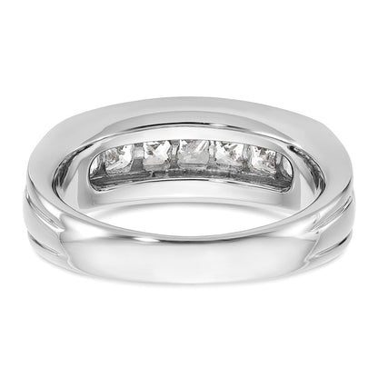 14K Weißgold Herren Ring mit 1K quadratischem Diamant, komplett besetzt