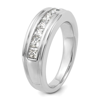 14K Weißgold Herren Ring mit 1K quadratischem Diamant, komplett besetzt