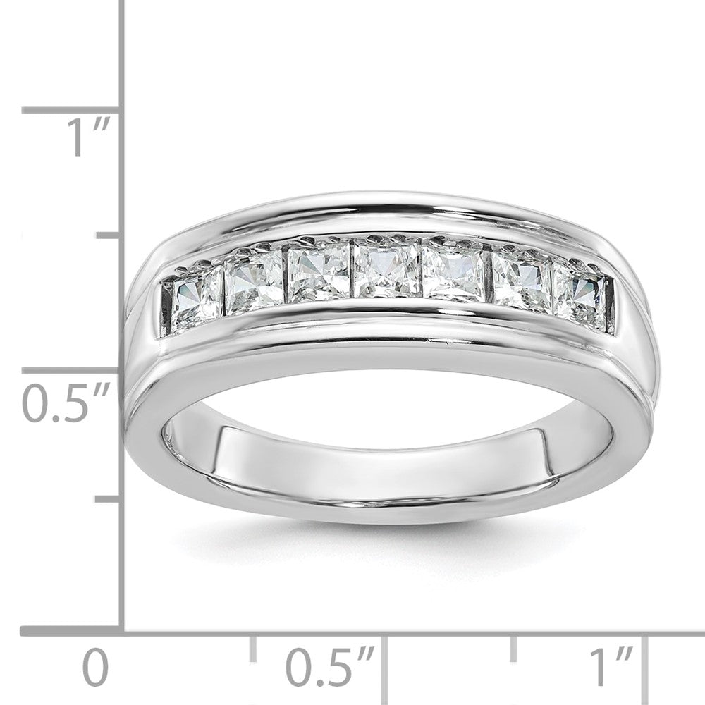 14K Weißgold Herren Ring mit 1K quadratischem Diamant, komplett besetzt