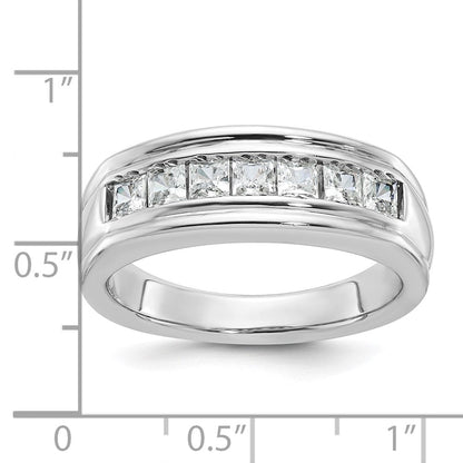 14K Weißgold Herren Ring mit 1K quadratischem Diamant, komplett besetzt