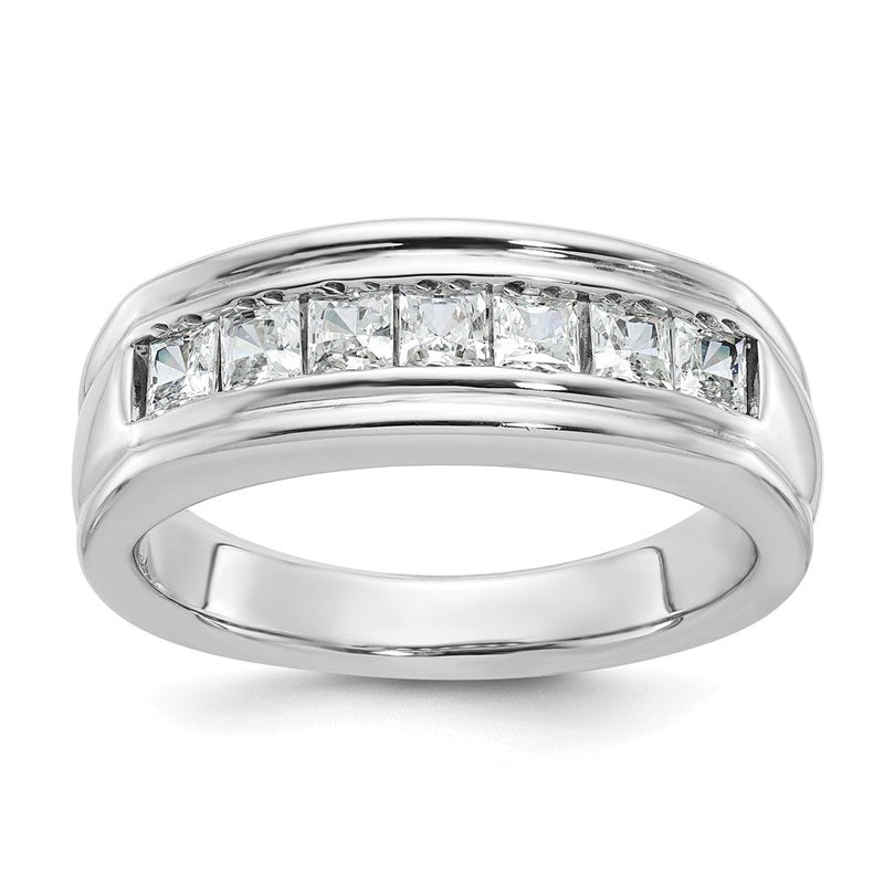 14K Weißgold Herren Ring mit 1K quadratischem Diamant, komplett besetzt