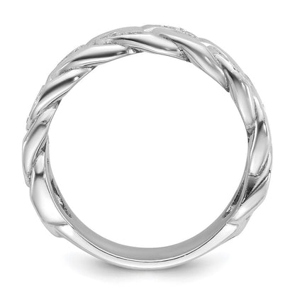 14K Weißgold Herren-Ring mit Glieder-Design und 0,125 Karat Diamanten