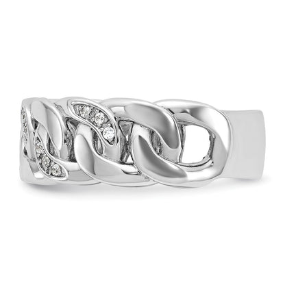 14K Weißgold Herren-Ring mit Glieder-Design und 0,125 Karat Diamanten