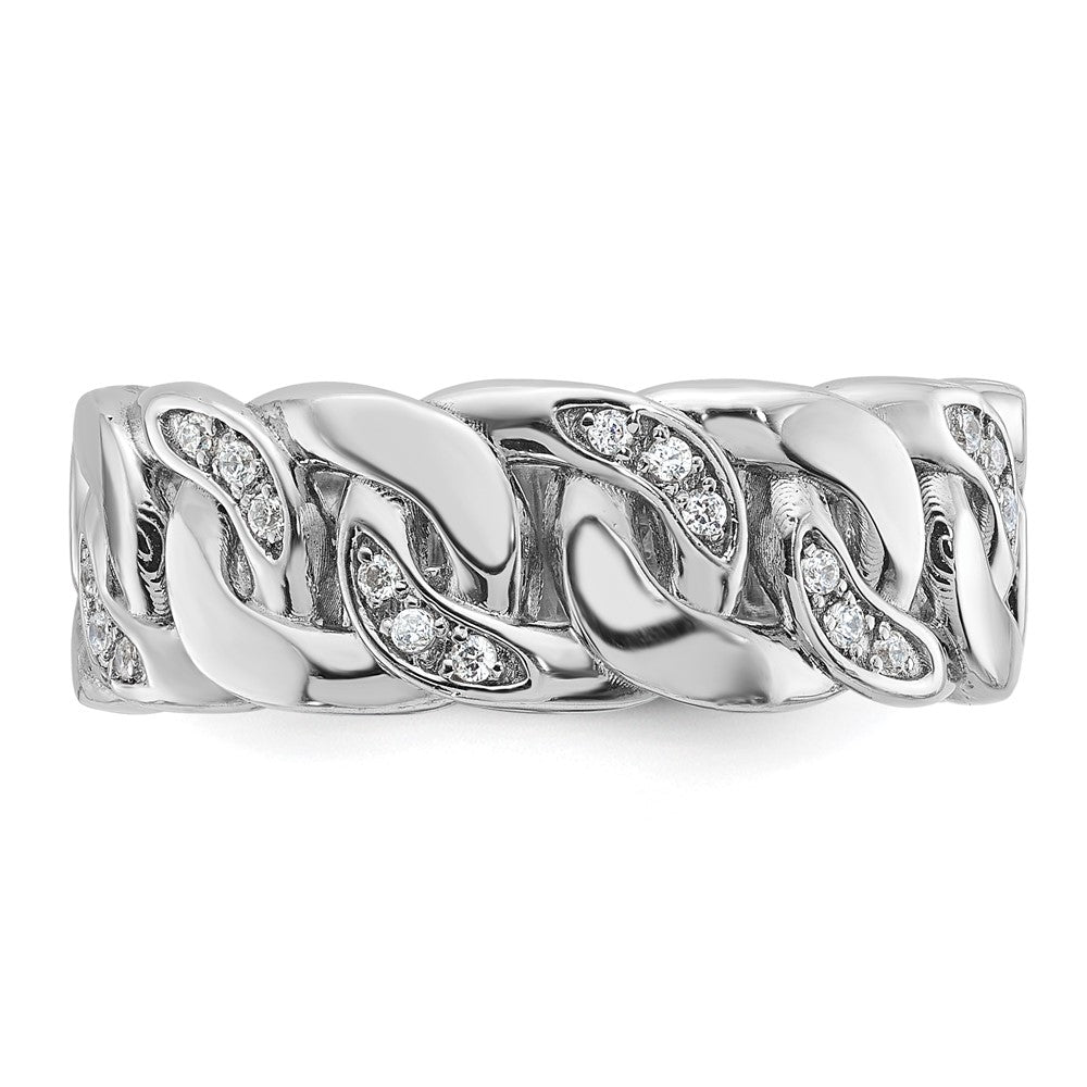 14K Weißgold Herren-Ring mit Glieder-Design und 0,125 Karat Diamanten