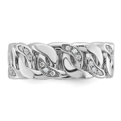 14K Weißgold Herren-Ring mit Glieder-Design und 0,125 Karat Diamanten