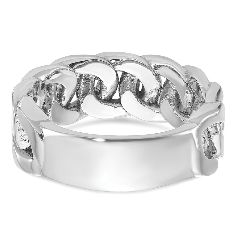 14K Weißgold Herren-Ring mit Glieder-Design und 0,125 Karat Diamanten