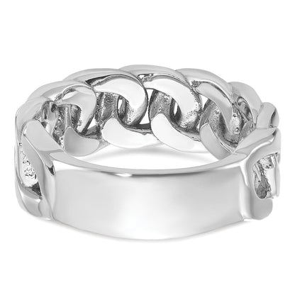 14K Weißgold Herren-Ring mit Glieder-Design und 0,125 Karat Diamanten
