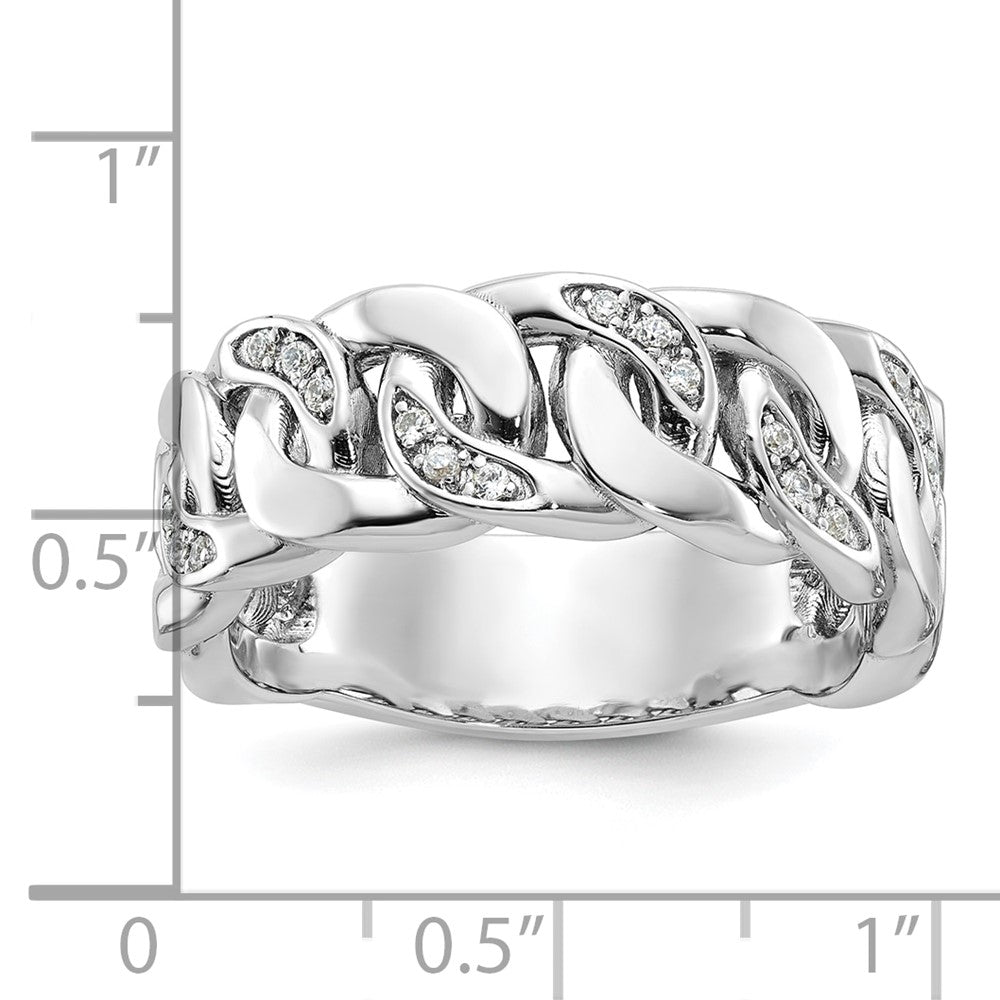 14K Weißgold Herren-Ring mit Glieder-Design und 0,125 Karat Diamanten