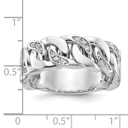 14K Weißgold Herren-Ring mit Glieder-Design und 0,125 Karat Diamanten