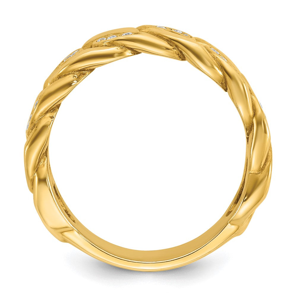 14K Gelbgold Herren-Ring mit Kettenglied-Design und 0,125 Karat Diamant, komplett