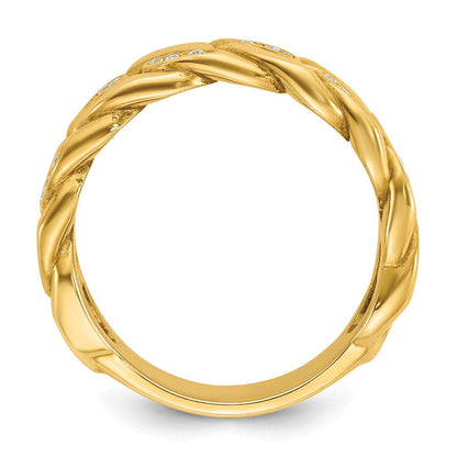 14K Gelbgold Herren-Ring mit Kettenglied-Design und 0,125 Karat Diamant, komplett