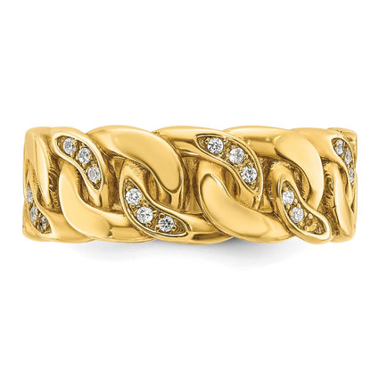 14K Gelbgold Herren-Ring mit Kettenglied-Design und 0,125 Karat Diamant, komplett