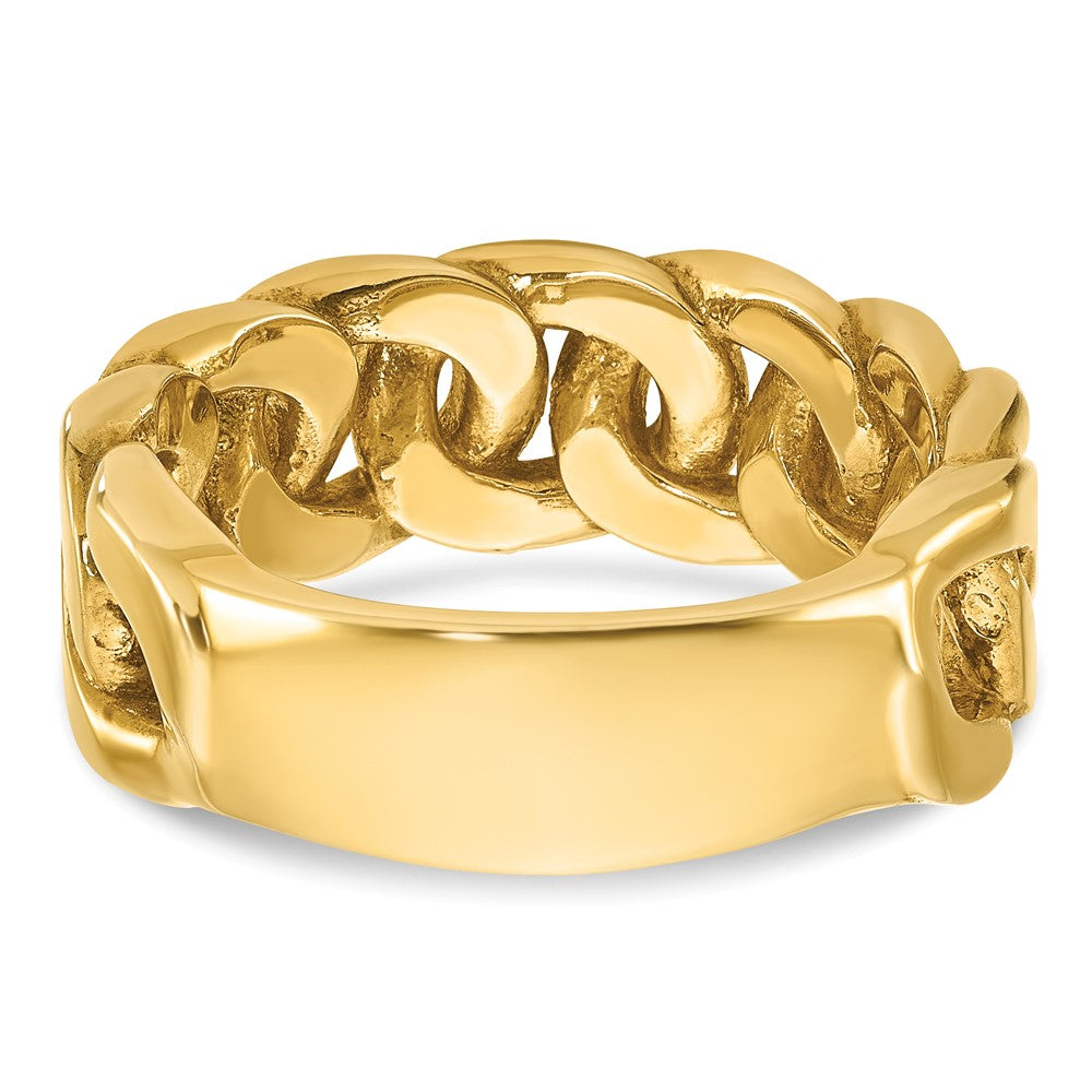 14K Gelbgold Herren-Ring mit Kettenglied-Design und 0,125 Karat Diamant, komplett
