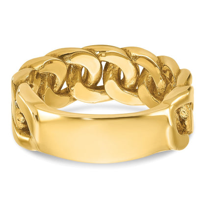 14K Gelbgold Herren-Ring mit Kettenglied-Design und 0,125 Karat Diamant, komplett