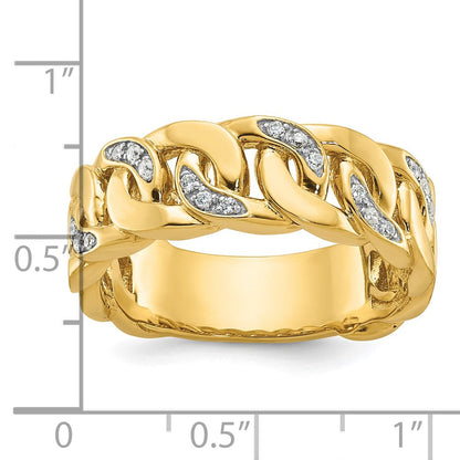 14K Gelbgold Herren-Ring mit Kettenglied-Design und 0,125 Karat Diamant, komplett